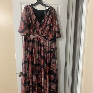 Adrianna Papell black and pink floral dress.   Wedding.  Size 20.